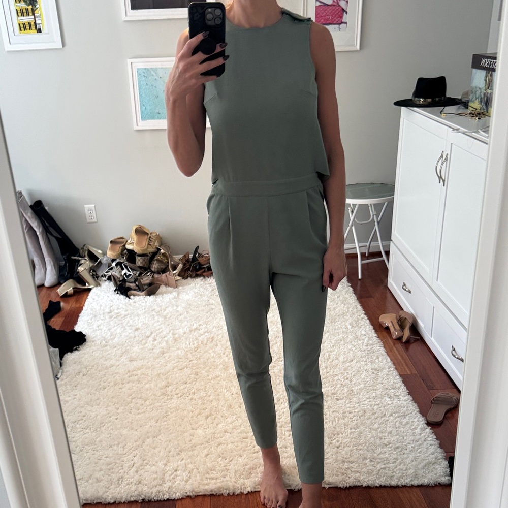 Sen Sage Green Sleeveless Jumpsuit
